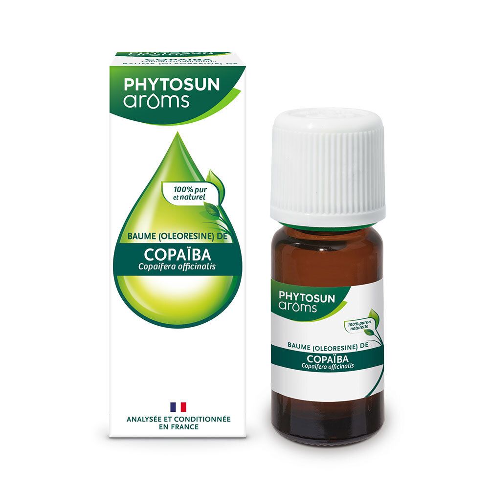 Flacon en verre brun avec bouchon blanc et étiquette verte. Boîte verte avec informations produit à côté.