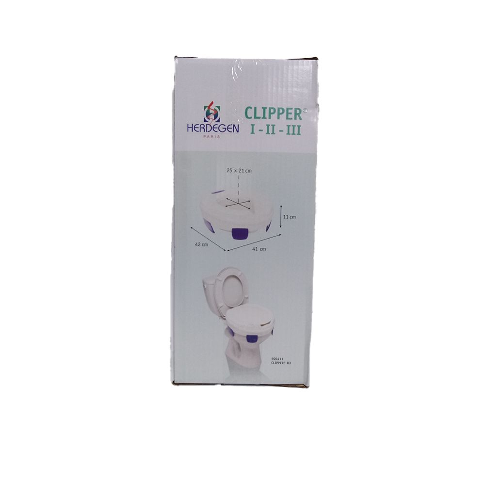 Vue latérale de l'emballage Clipper II. Illustration du produit avec dimensions. Marque Herdegen Paris.