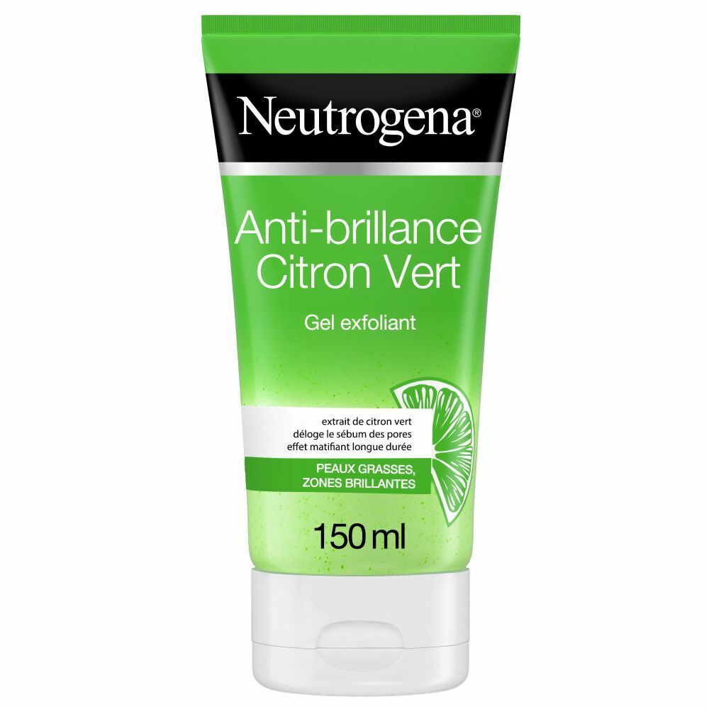 Neutrogena Gel Nettoyant Exfoliant Visage, Anti-Brillance, Citron Vert, 150 ml