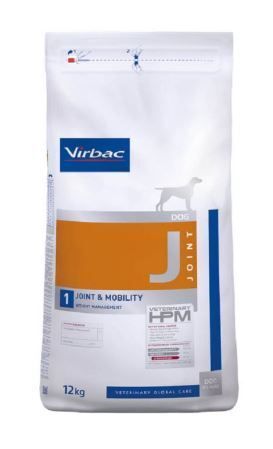 Sac de nourriture pour chiens Virbac. Zone orange avec nom du produit. Emballage de 12 kg.
