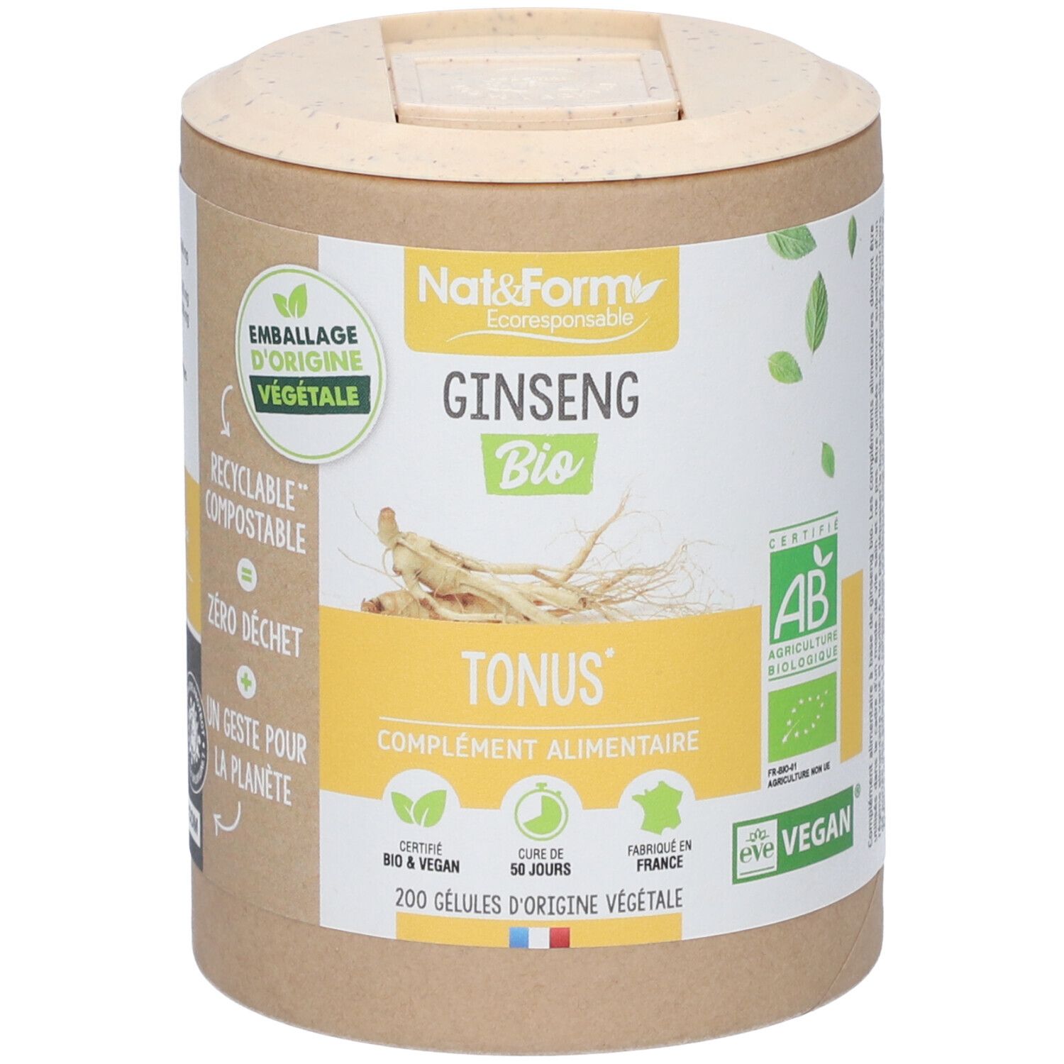 Nat&Form Ginseng Bio en gélules