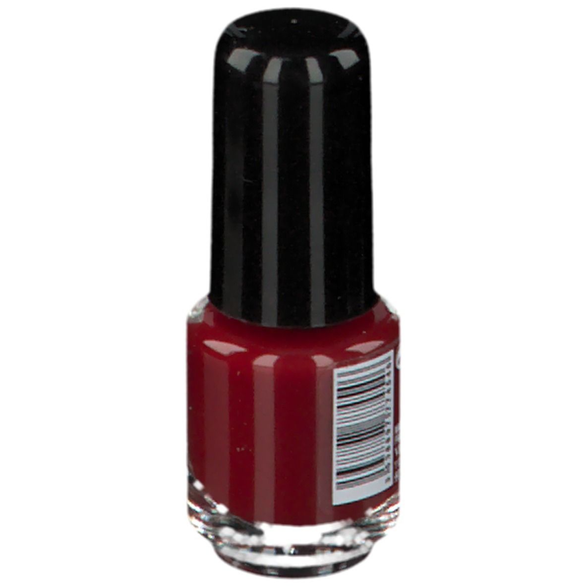 Nagellackflasche, rot, mit schwarzem Deckel. Aufschrift: Vitry, Vernis à Ongles, Nail Polish, Coup de foudre. Barcode.