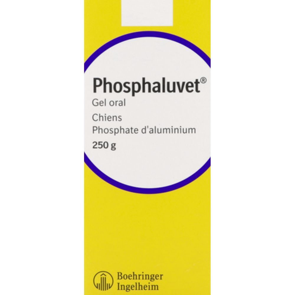 Gel oral pour chiens. Emballage jaune avec cercle bleu et nom du produit. 250g.