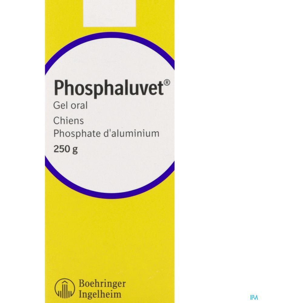 Gel oral pour chiens. Emballage jaune avec cercle bleu et nom du produit. 250g.
