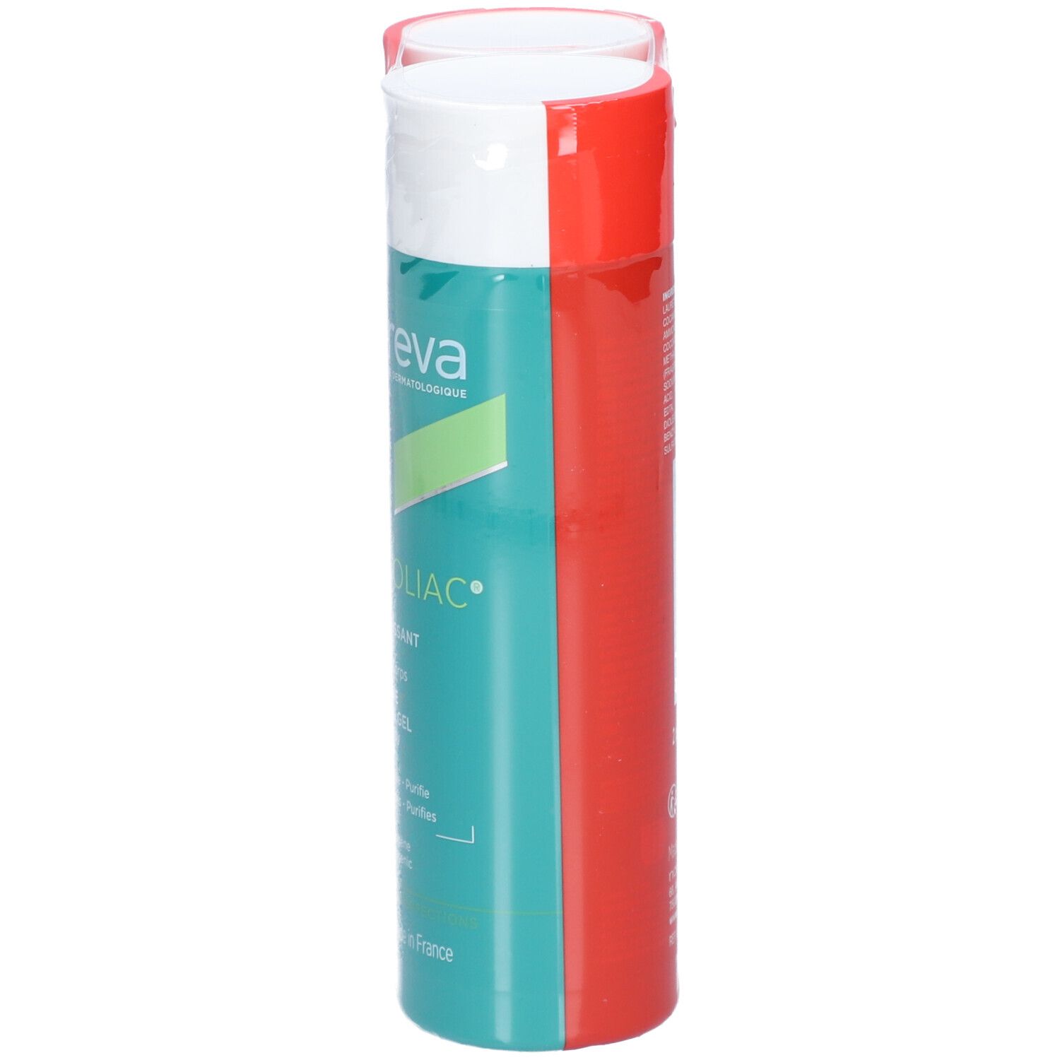 NOREVA Exfoliac Gel moussant intensif. Produkt in roter und grüner Verpackung.