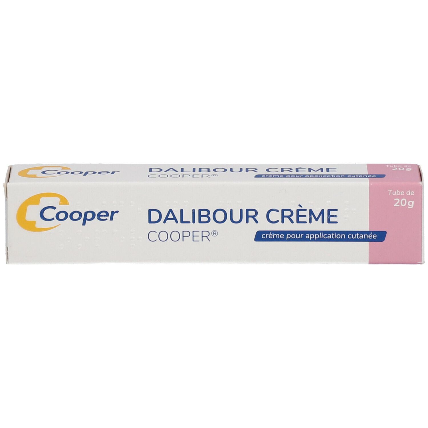 Tube blanc DALIBOUR CRÈME Cooper. Inscription: Crème pour application cutanée. Contenance: 20g.