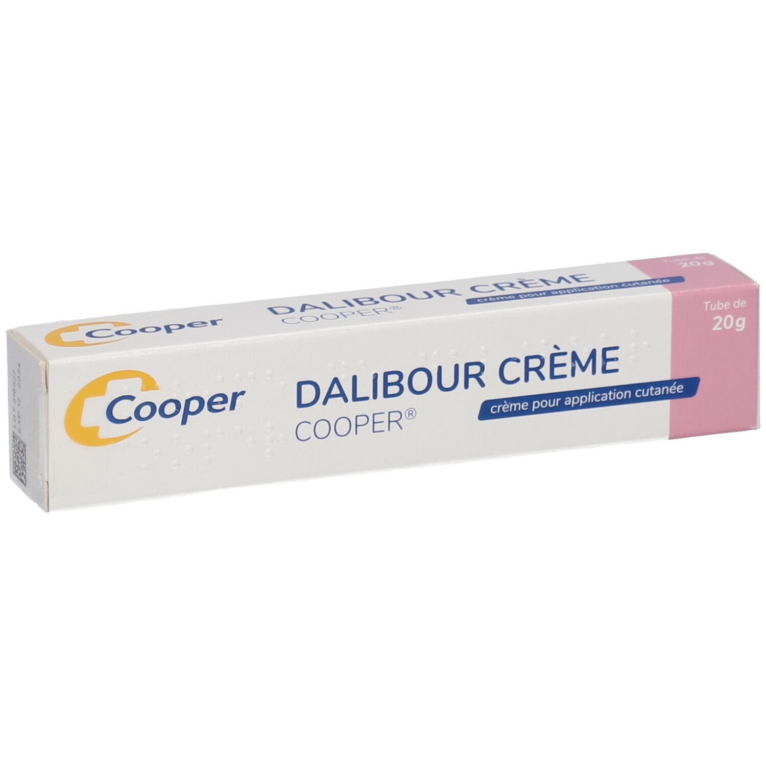 Tube blanc DALIBOUR CRÈME Cooper. Inscription: Crème pour application cutanée. Contenance: 20g.