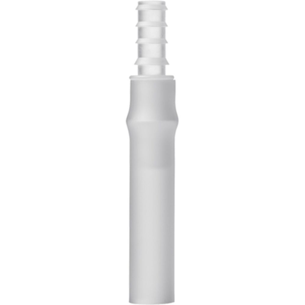 Connecteur blanc avec extrémité cannelée. Partie inférieure cylindrique.