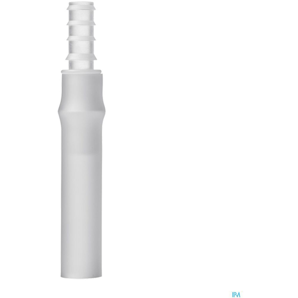 Connecteur blanc avec extrémité cannelée. Partie inférieure cylindrique.