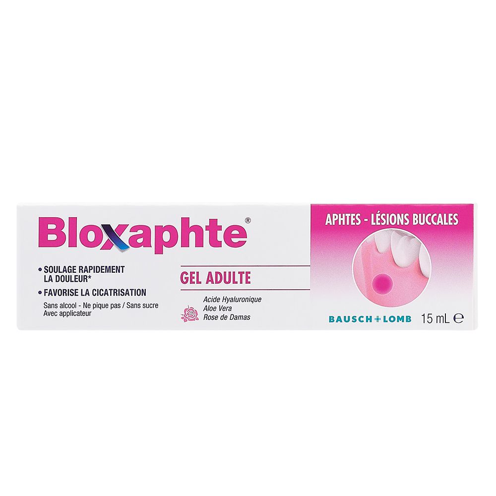 Bloxaphte Gel Adulte Soulage Rapidement La Douleur - Favorise La Cicatrisation - Aphtes - Lésions Buccales - 15 mL avec applicateur