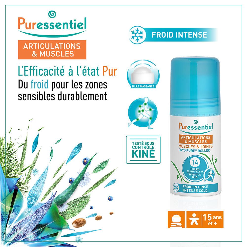 Roll-on mit Verpackung. Beschriftung: Articulations & Muscles, Cryo Pure Roller.