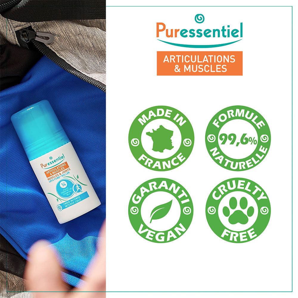 Roll-on mit Siegeln. Beschriftung: Articulations & Muscles, Cryo Pure Roller.