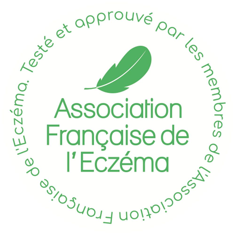 Rundes Logo mit Feder und Text: Association Française de l'Eczéma.