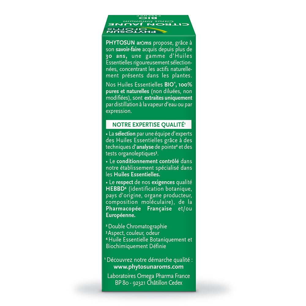 Text auf grünem Hintergrund. Informationen über die Qualität und Herstellung von ätherischen Ölen.