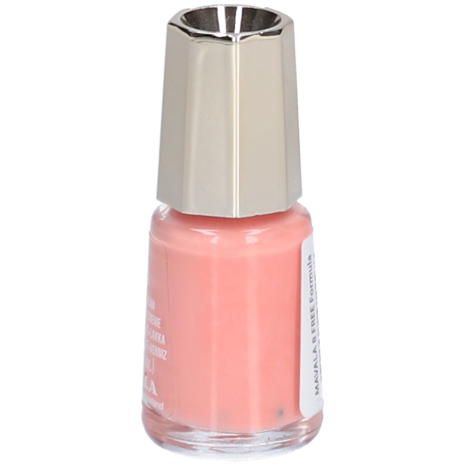Nagellackflasche, rosa. Aufschrift: Mavala 8 FREE Formula.