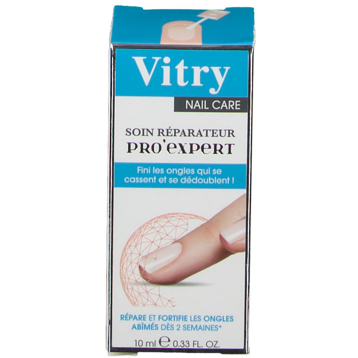 Verpackung für Nagellack. Auf der Verpackung steht "Vitry Nail Care Pro'expert". 10 ml.
