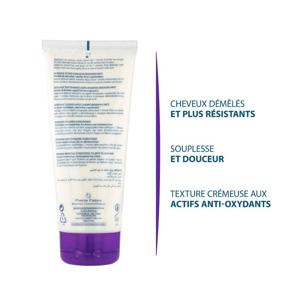 Dos du tube. Texte: Cheveux démêlés et plus résistants, Souplesse et douceur, Texture crémeuse aux actifs anti-oxydants.