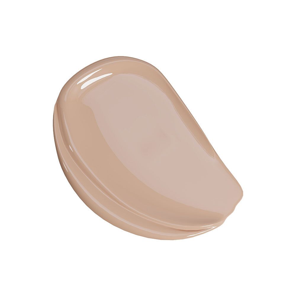 Beige getönte Creme-Probe. Glänzende Textur.