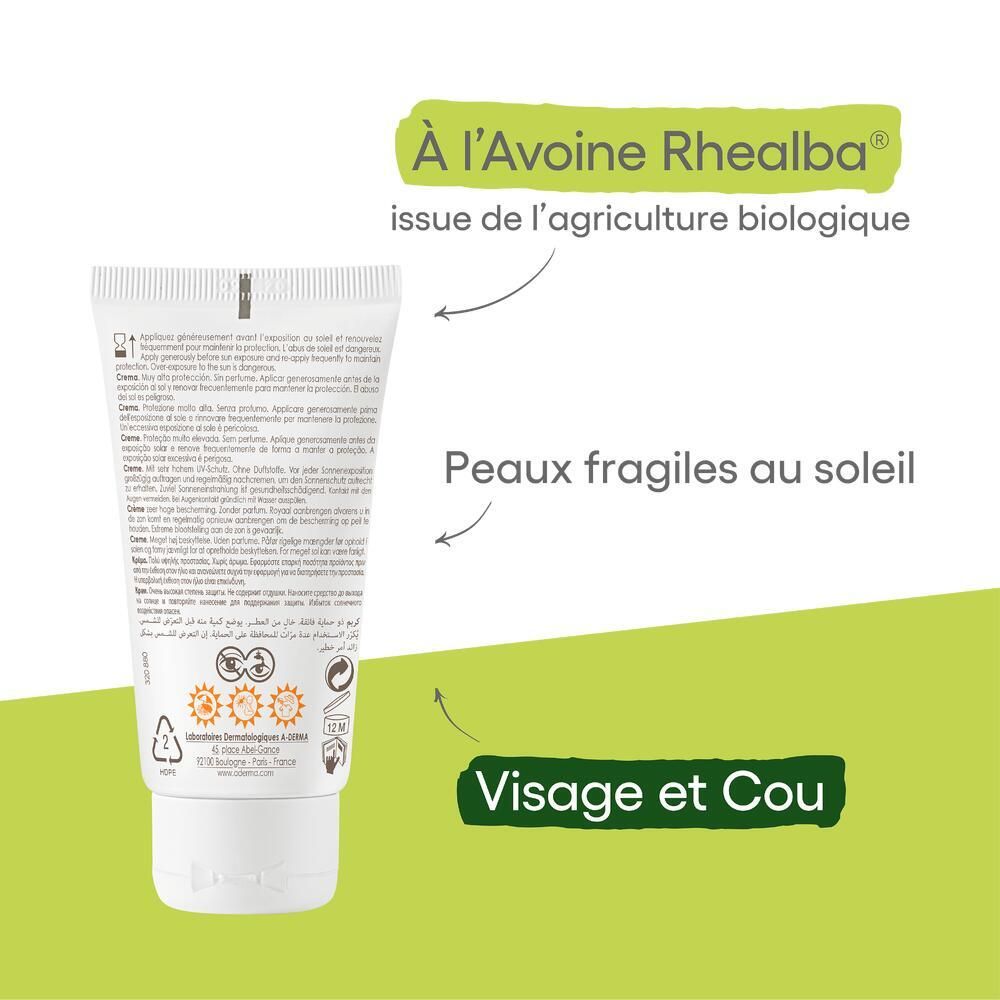 Dos du tube. Texte en plusieurs langues. Contient des informations sur l'utilisation et les ingrédients. Symboles.