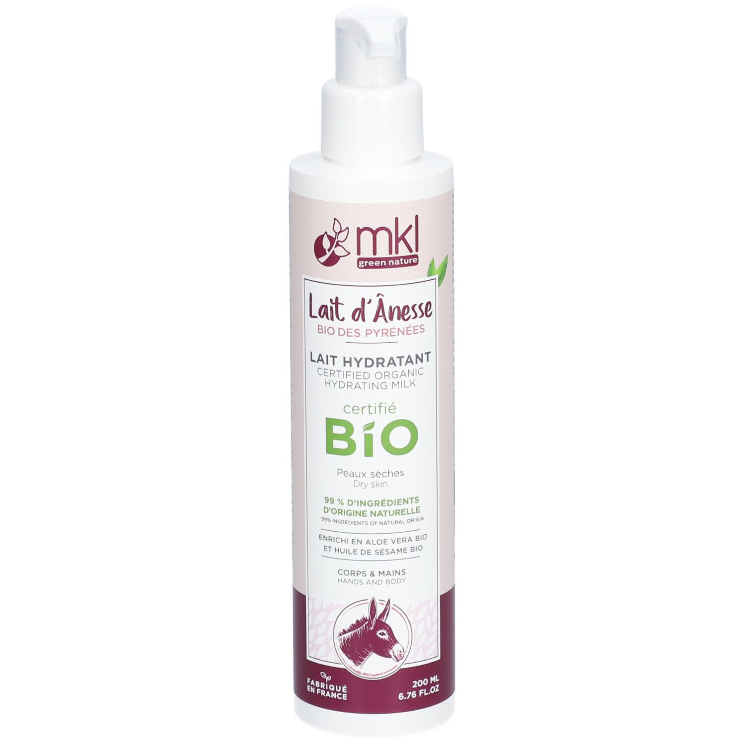 mkl Lait Hydratant Corps & Mains Lait D’ânesse Certifié Cosmos Organic