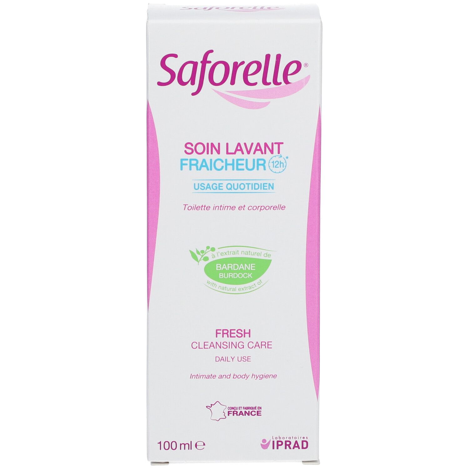 Boîte Saforelle. Soin Lavant Fraicheur. Hygiène intime et corporelle. 100 ml.