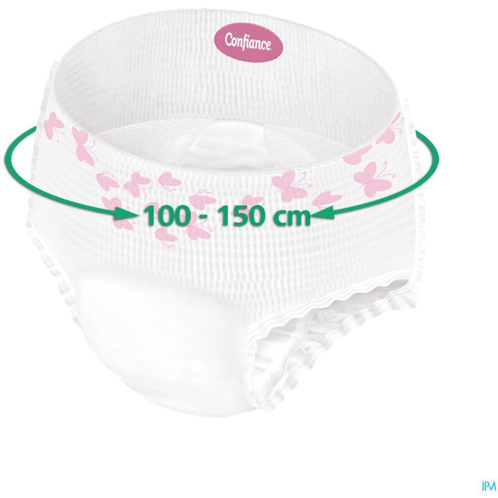 Slip blanc avec papillons roses. Tour de taille : 100-150 cm. Marque : Confiance.