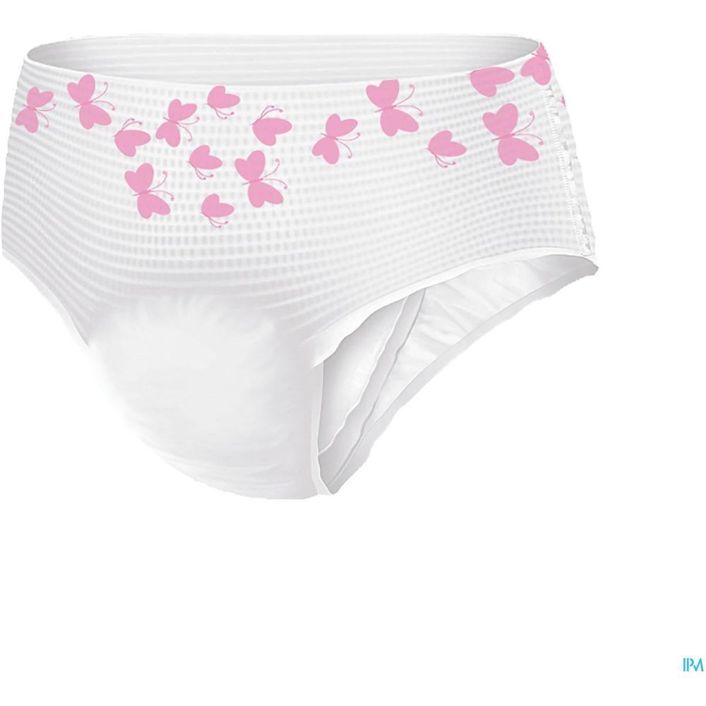 Slip blanc avec papillons roses.