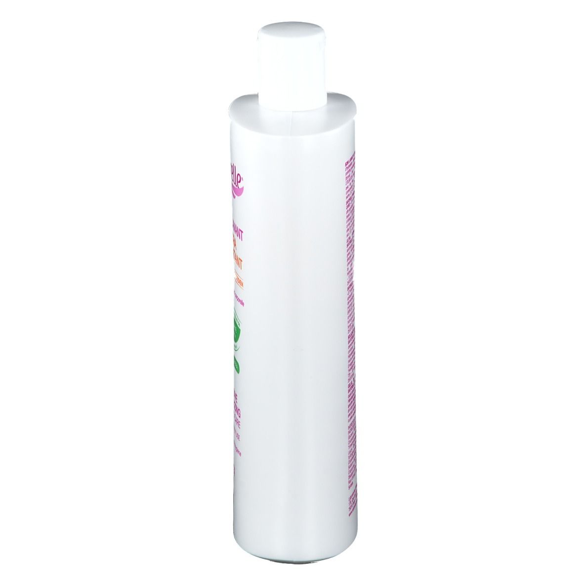 Weiße Flasche mit Saforelle-Etikett. Aufschrift: SOIN LAVANT ULTRA HYDRATANT. Rückseite mit Text.