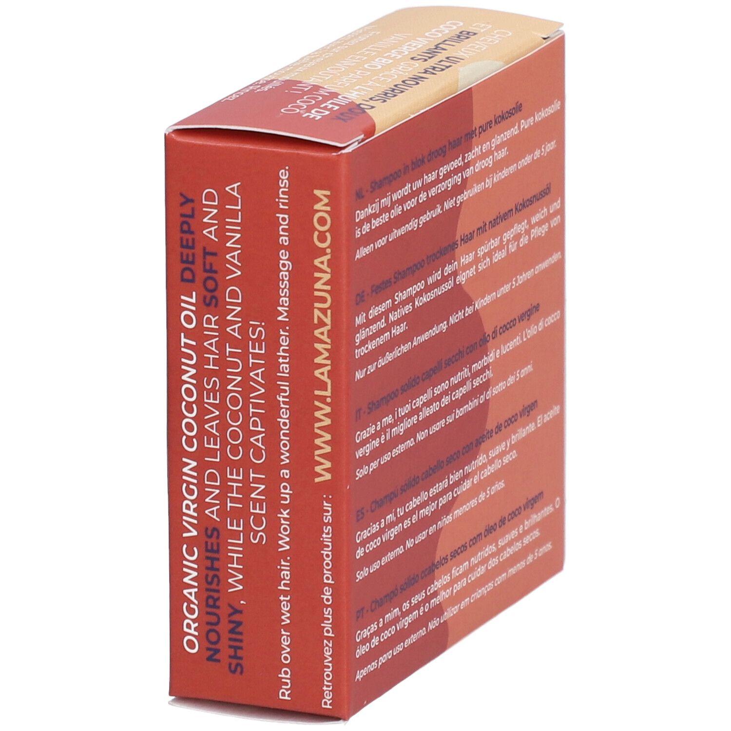 Dos de la boîte avec texte multilingue. Informations sur le produit et son utilisation.