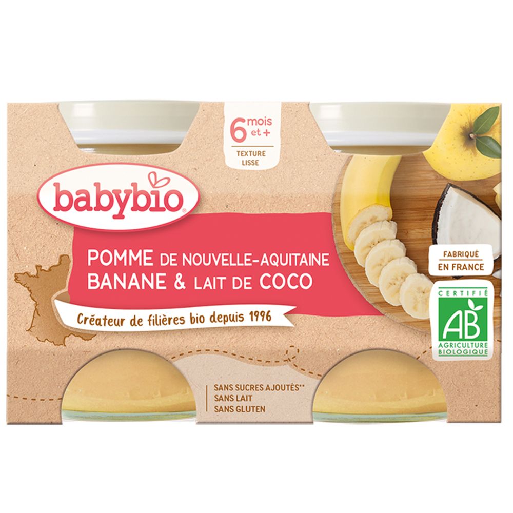Babybio Pomme DE Nouvelle-Aquitaine Banane & Lait DE Coco dès 6 mois