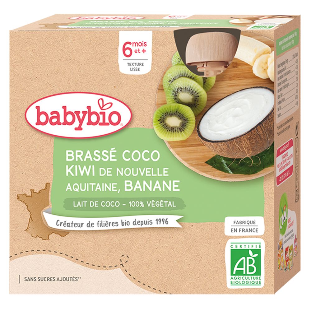 Babybio Brassé Lait DE Coco Kiwi DE Nouvelle-Aquitaine Banane dès 6 mois