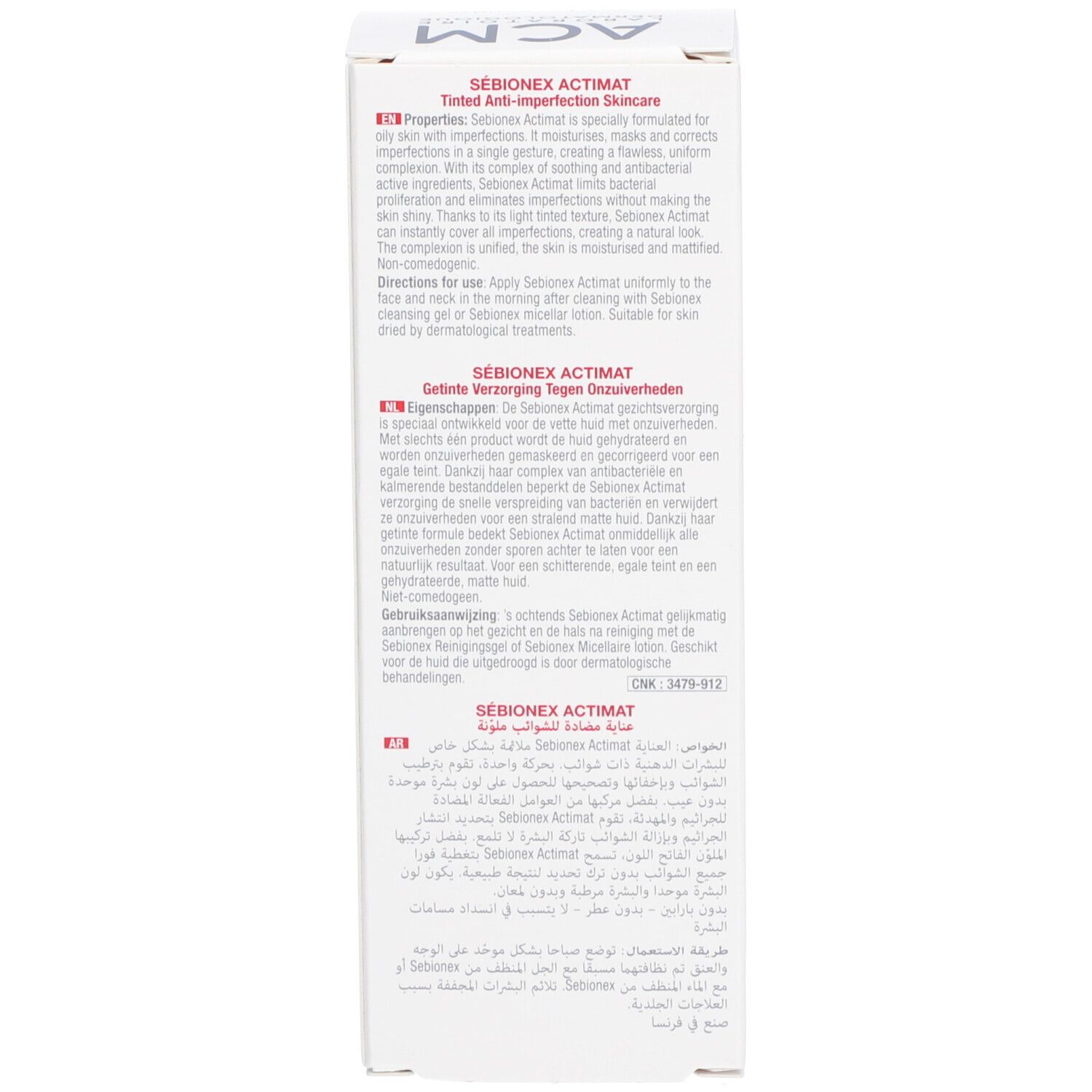 Produktverpackung. Seite der Schachtel. Text in mehreren Sprachen. Gebrauchsanweisung und Eigenschaften.