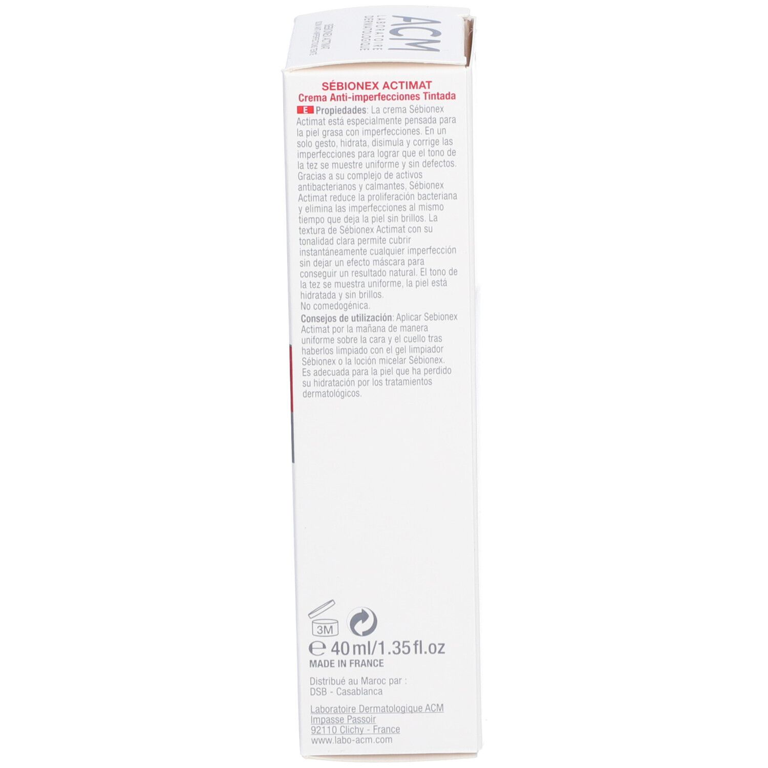 Produktverpackung. Seite der Schachtel. Text in mehreren Sprachen. Gebrauchsanweisung und Eigenschaften.