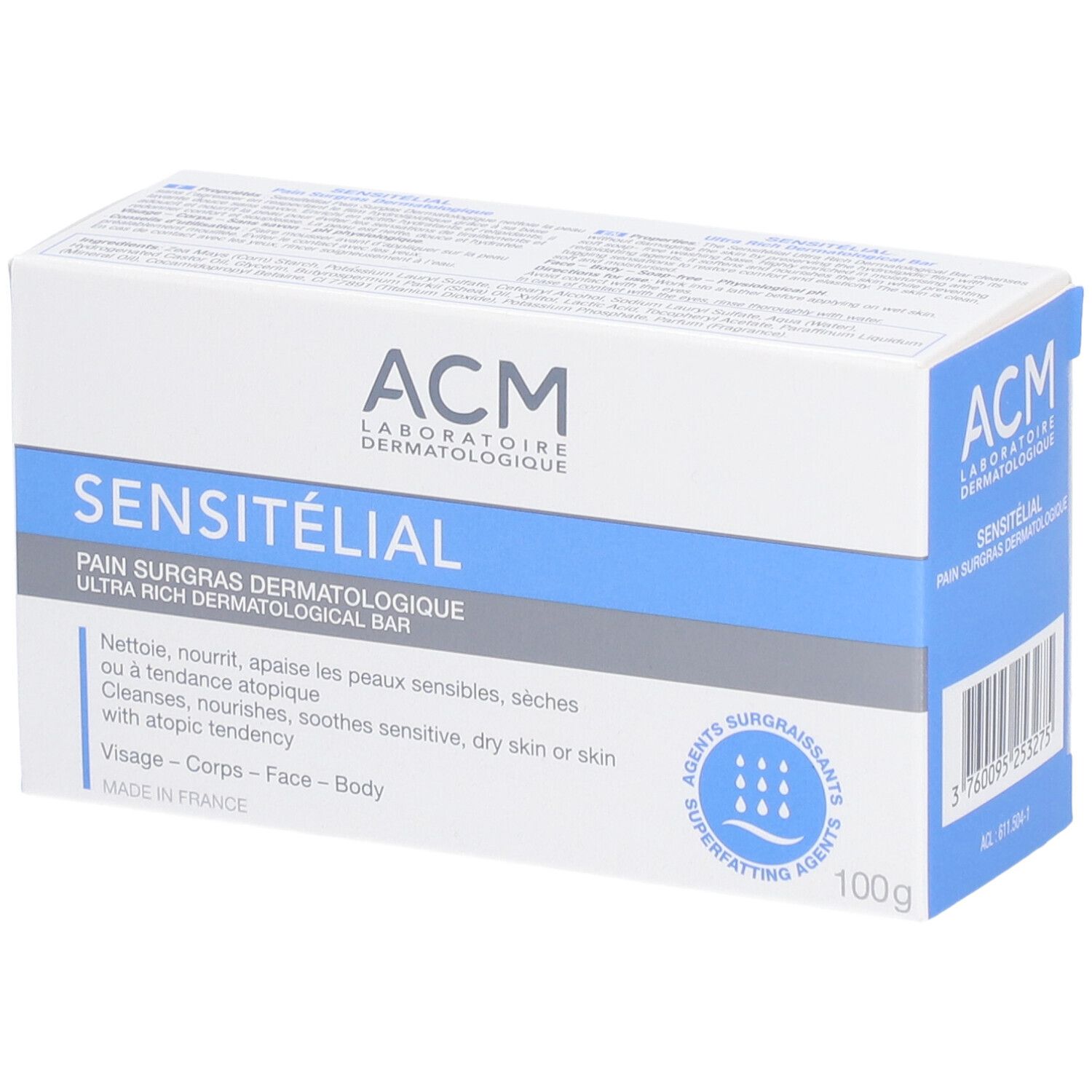 ACM Sensitélial Pain surgras dermatologique