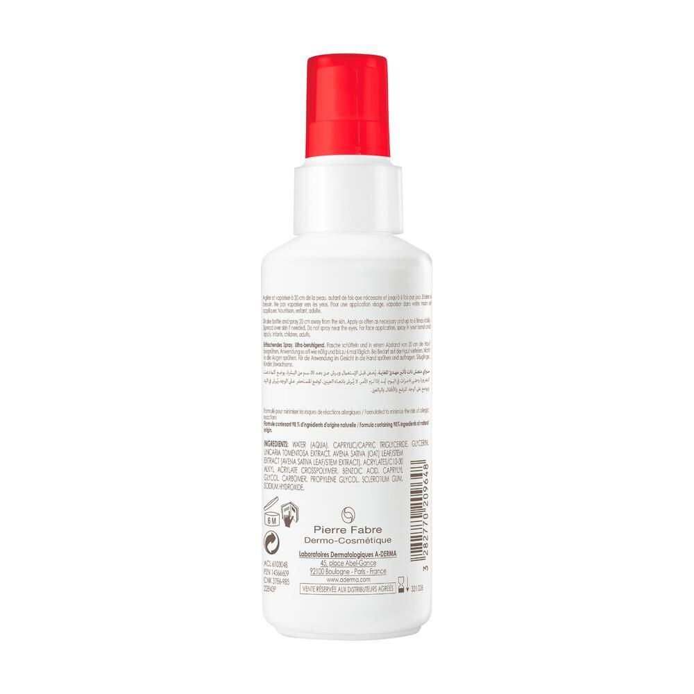 Dos du flacon blanc. Texte multilingue. Ingrédients et informations du fabricant.