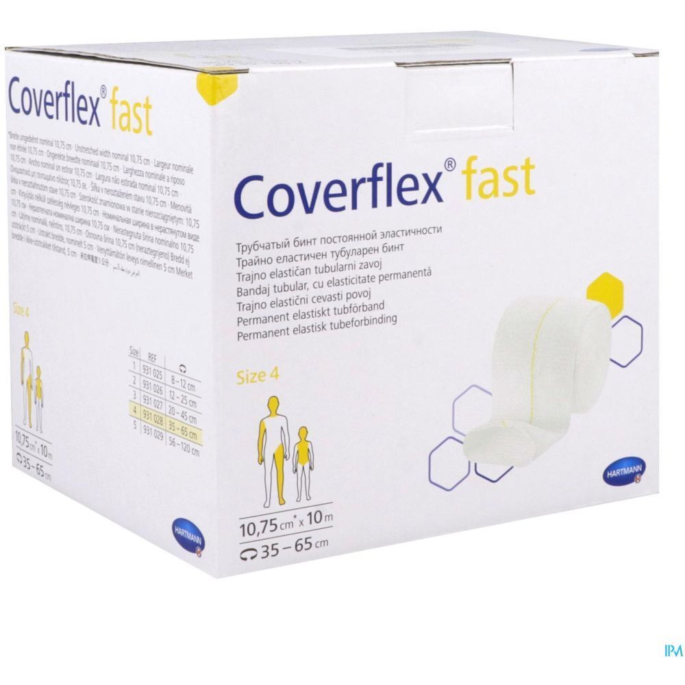 Emballage Coverflex® fast. Taille 4. 10,75 cm x 10 m. Bandage blanc.