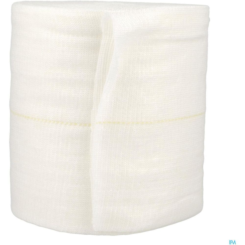 Rouleau de bandage blanc. Couture jaune. Structure en filet.