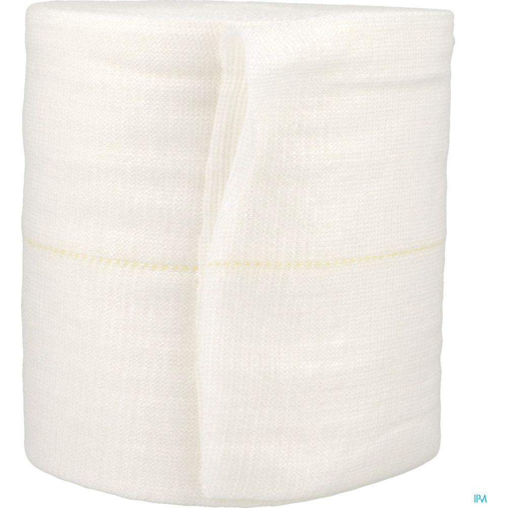 Rouleau de bandage blanc. Couture jaune. Structure en filet.