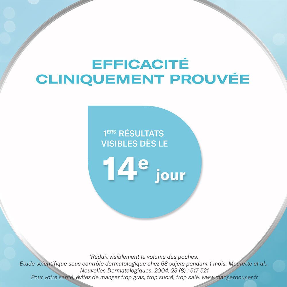 Texte: Efficacité cliniquement prouvée. Premiers résultats visibles dès le 14e jour.