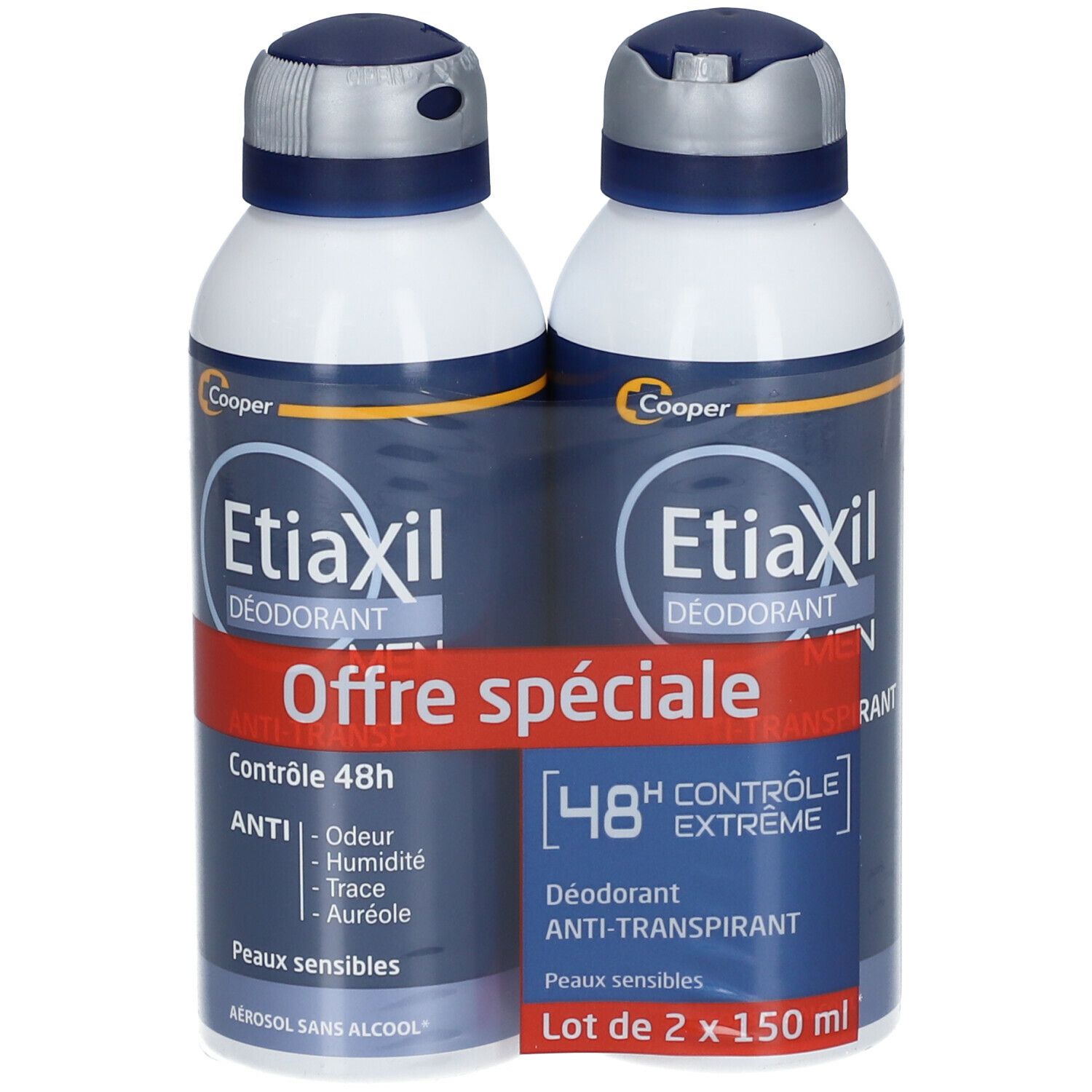 ETIAXIL Déodorant Homme Antitranspirant Contrôle 48 h Aérosol Lot de 2 x 150ml 300 ml shop