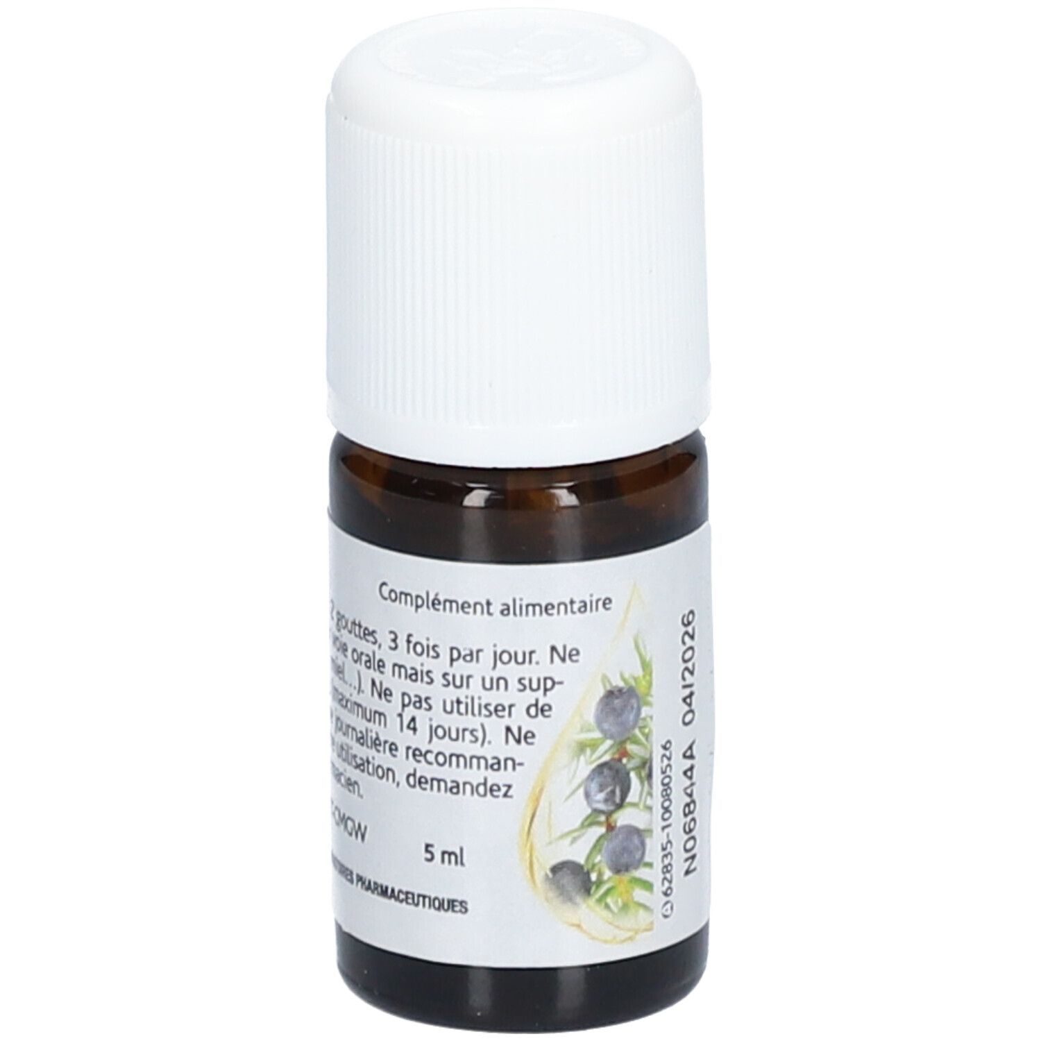 Braune Glasflasche mit weißem Deckel. Etikett mit Text und Abbildung von Beeren. Arko Pharma.