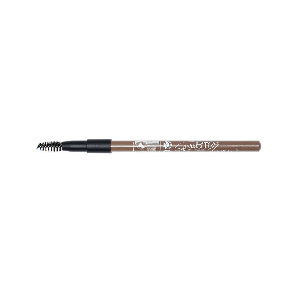 Crayon à sourcils avec brosse. Inscription : puroBIO.