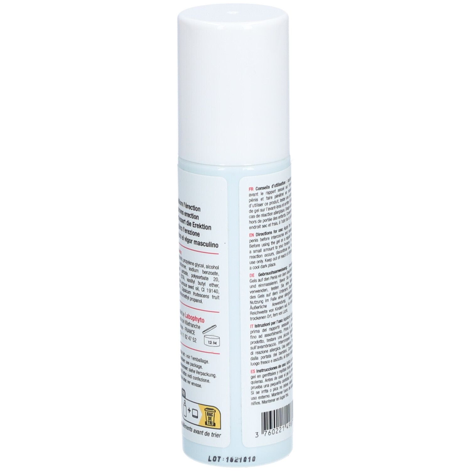Gel Men Booster Labophyto 60 Ml - Pour L'érection, Made In Germany