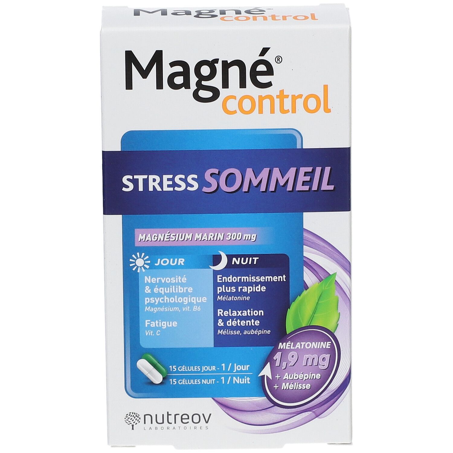 Boîte Nutreov Magné® control Stress SOMMER. Vue de face avec nom du produit et informations.