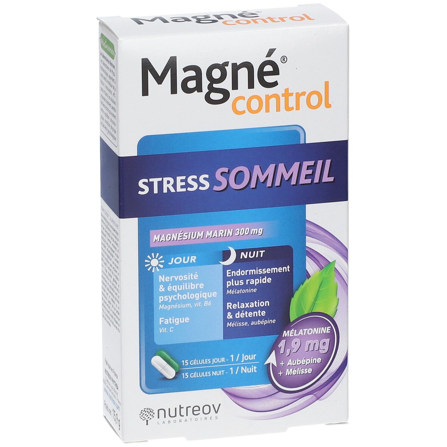 Boîte Nutreov Magné® control Stress SOMMER. Vue de face avec nom du produit et informations.