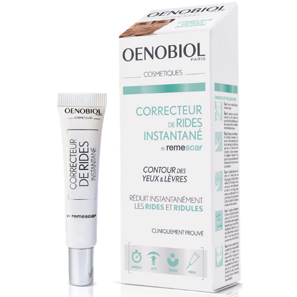 Tube et boîte de crème correctrice. Nom du produit et logo. Blanc et vert clair. Contours des yeux et lèvres.