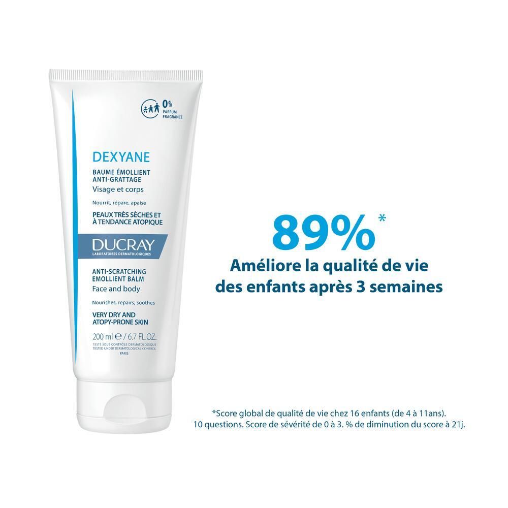Tube DUCRAY DEXYANE Baume. Anti-grattage, visage et corps, pour peaux très sèches et à tendance atopique. 89% amélioration.