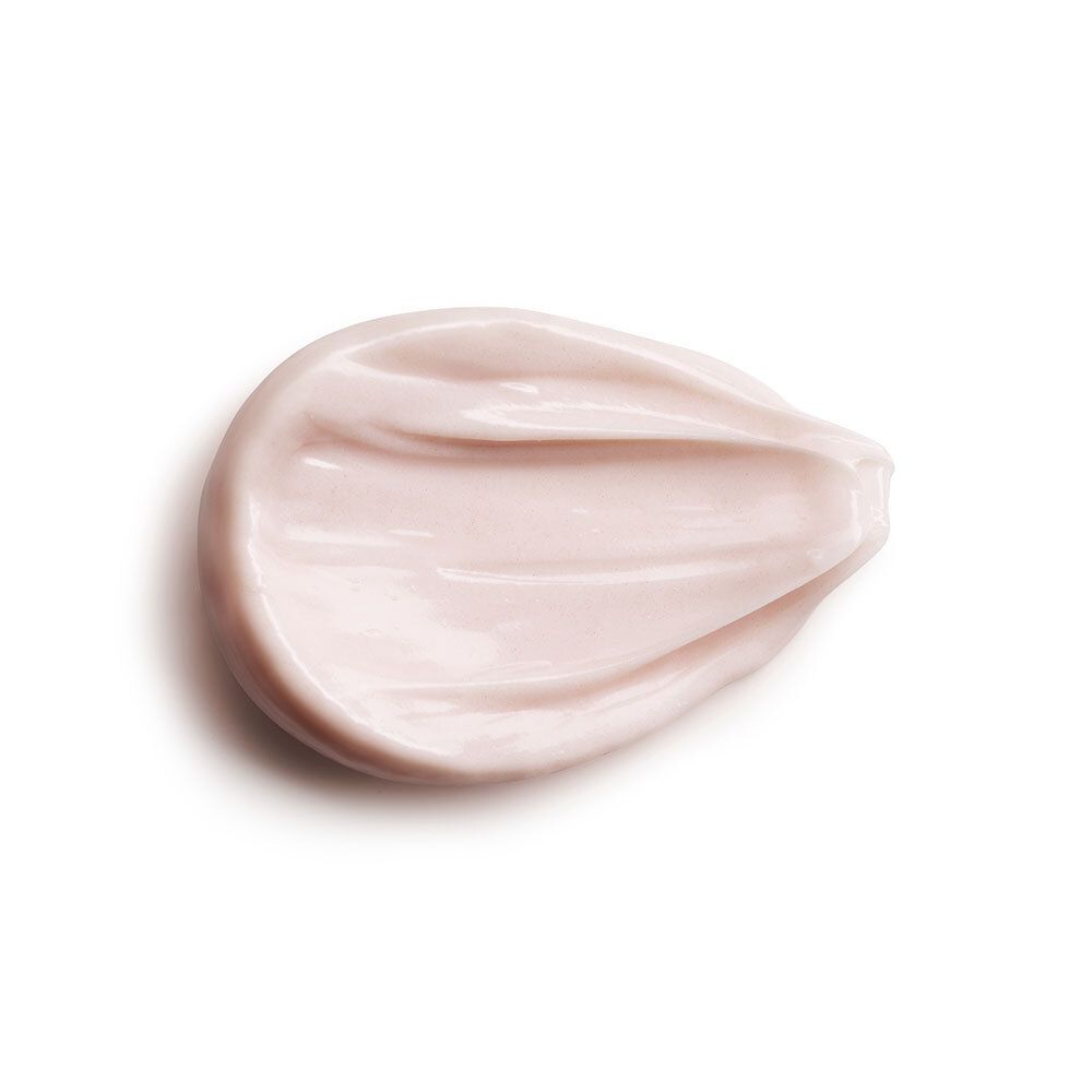 Klecks rosa Creme auf weißem Hintergrund. Glatte Textur.