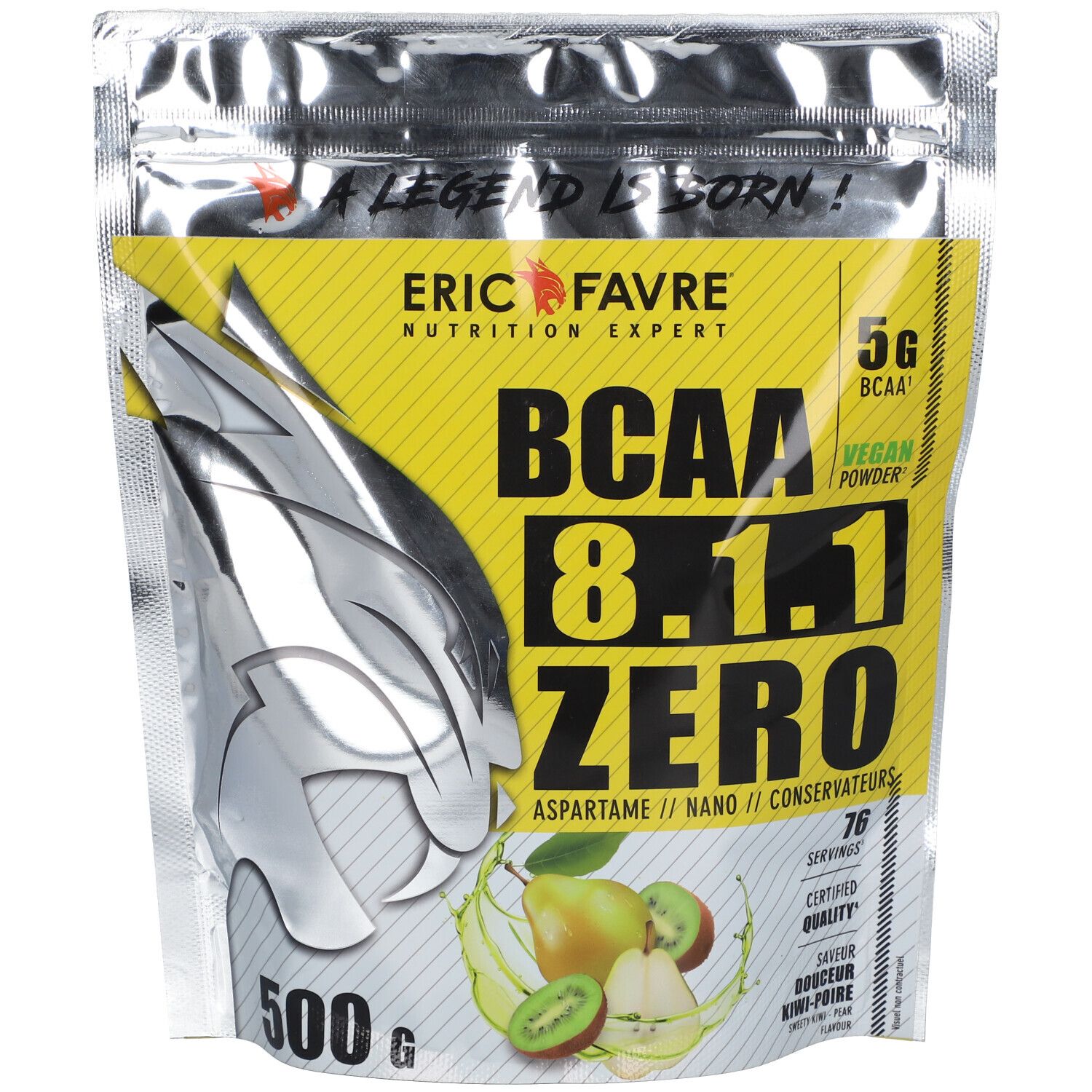 Eric Favre Bcaa 8.1.1 Zero Vegan Saveur kiwi-poire
