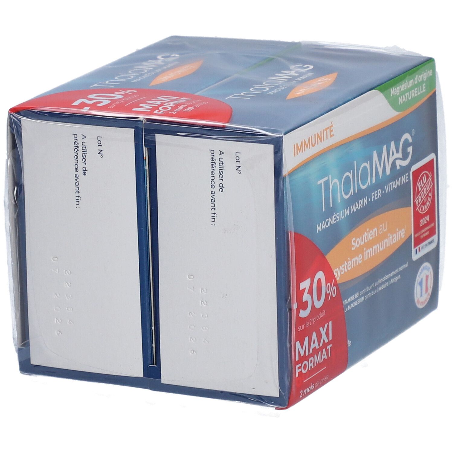 Emballage ThalaMAG, format maxi. Dos avec informations produit et écriture braille. Avec -30% de réduction.